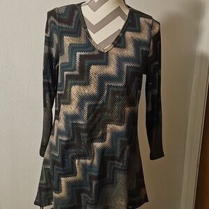 Nurture Chevron Patterned Long Sleeve Top